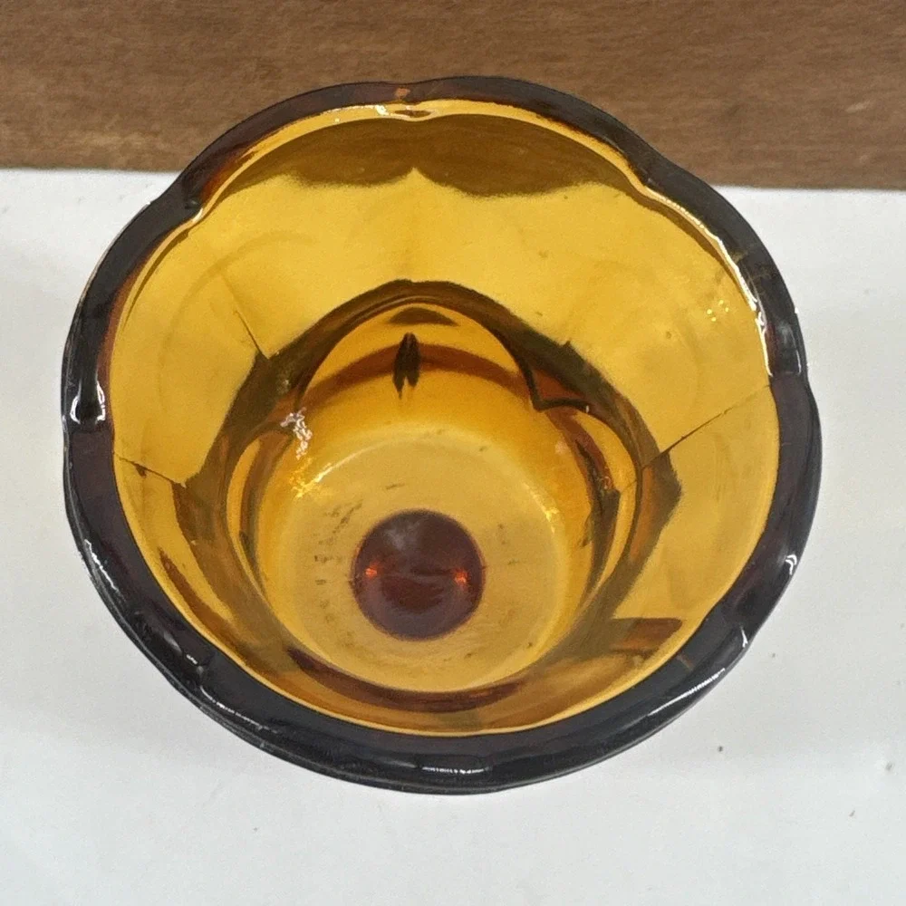 Votive Candle Cup Home‎ Interior Amber Flower Tulip Lotus Homco Glass Pegged VTG